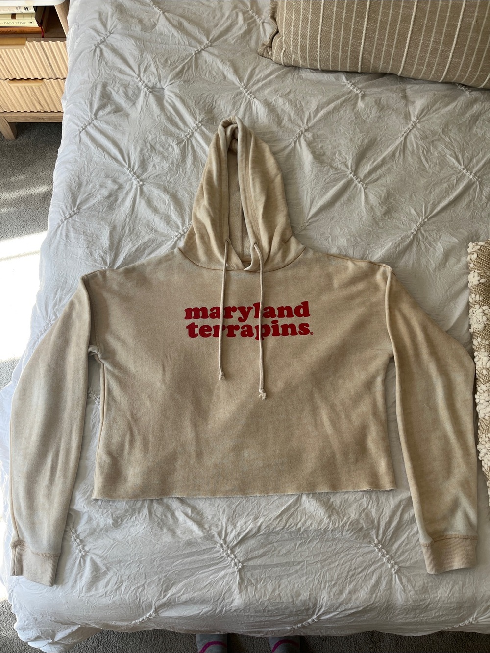 Maryland Terrapins Beige Cropped Hoodie Sweatshirt